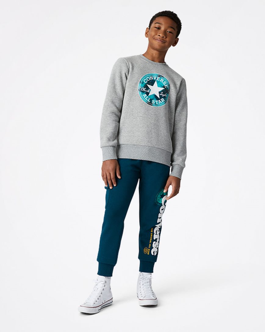 Boys' Converse Into The Wild Fleece Crew Sweatshirts Dark Grey | AU C6138S